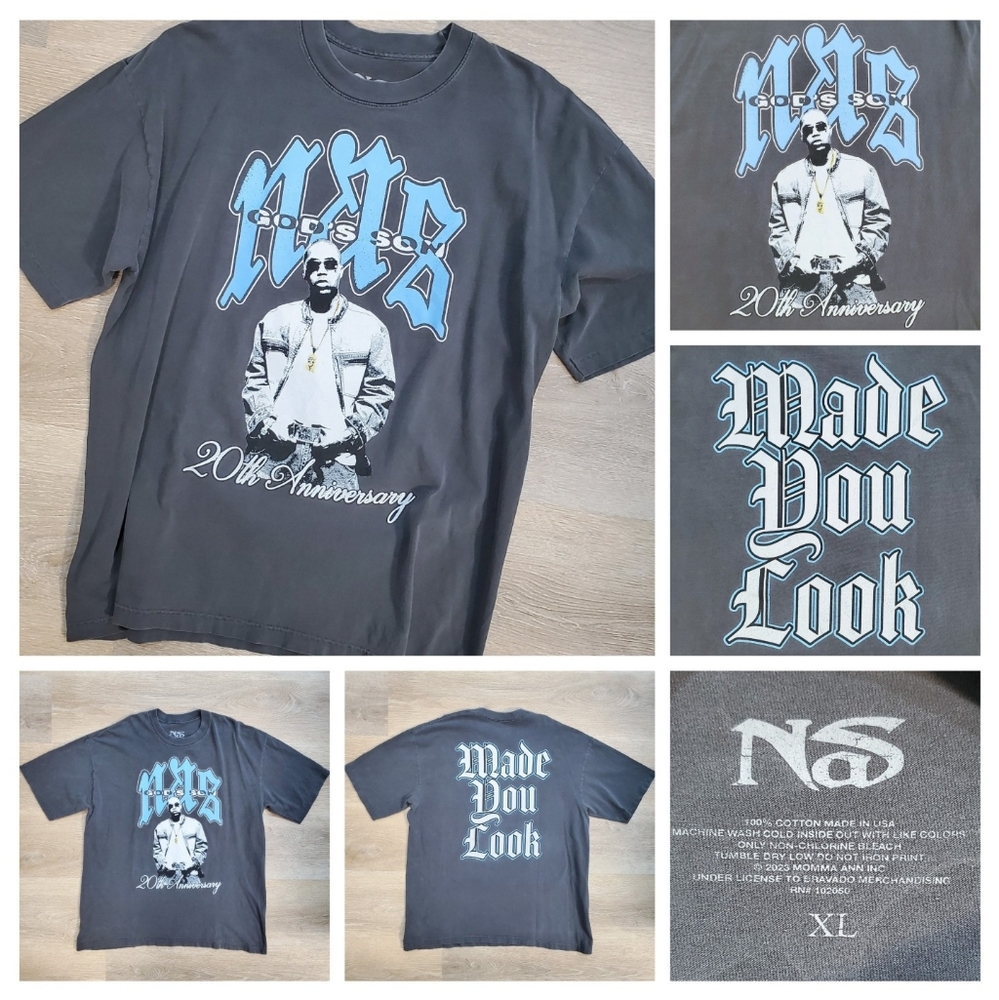 NAS God's Son 20th Anniversary Graphic Rap Tee Shirt XL Site Exclusive Sold Out